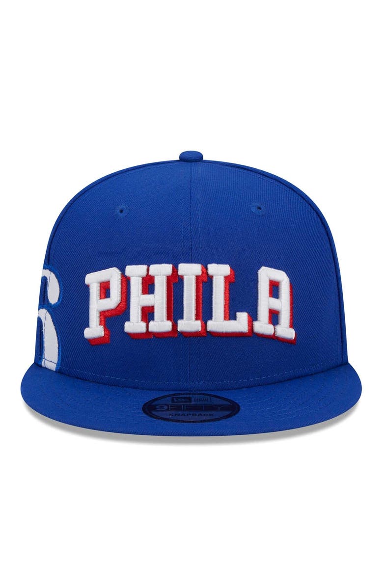 New Era Men's New Era Royal Philadelphia 76ers Side Logo 9FIFTY Snapback Hat, Alternate, color, 