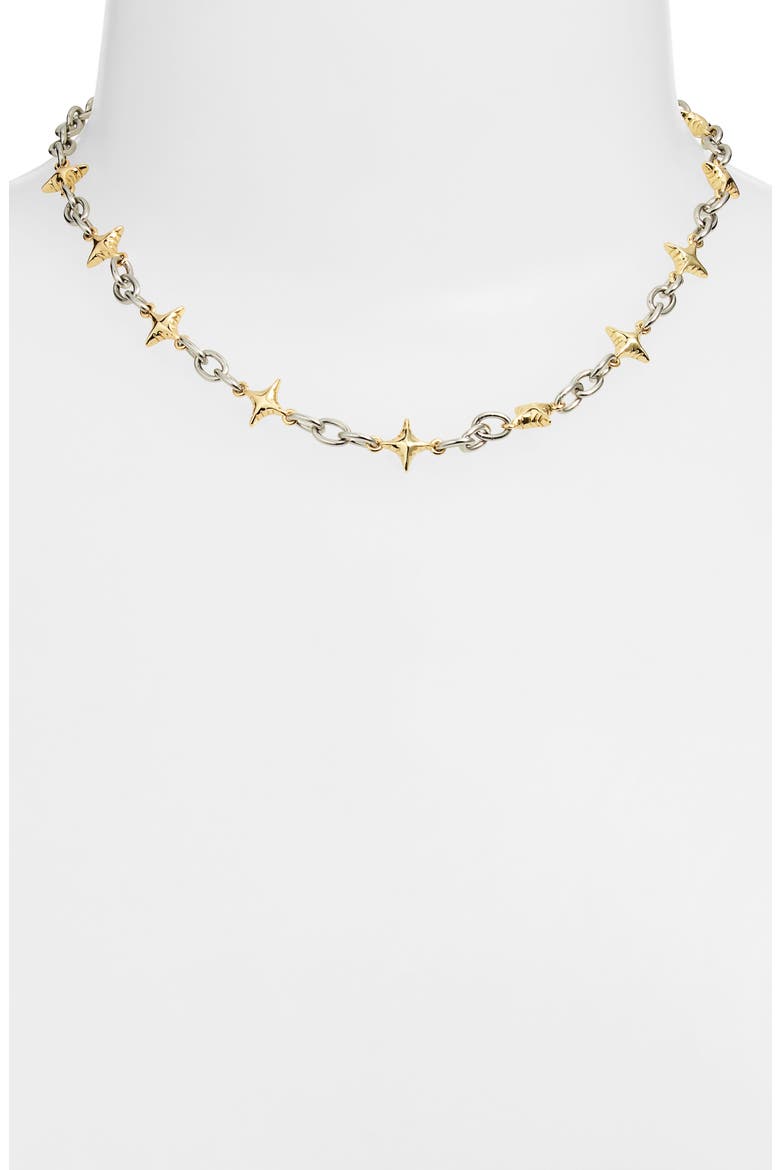 Duotone Star Power Necklace, Alternate, color, GOLD/ SILVER