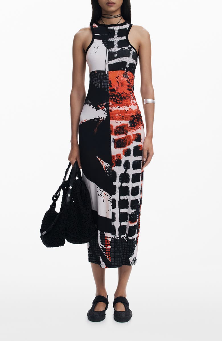 Desigual Print Racerback Maxi Dress, Main, color, 