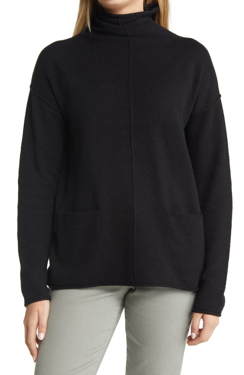 Caslon<sup>®</sup> Pocket Funnel Neck Cotton Blend Sweater, Main, color, 