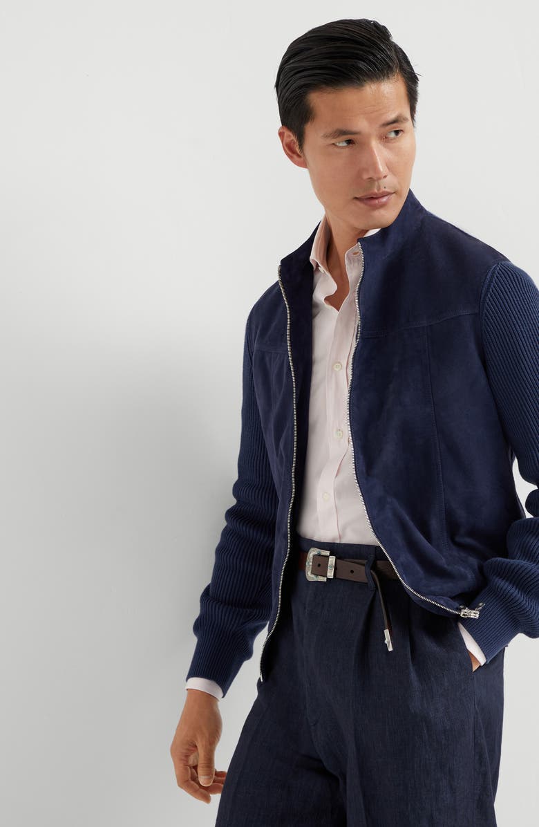 Brunello Cucinelli Suede bomber jacket, Alternate, color, 