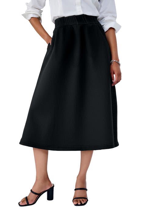 Comfort Waist Stretch Denim Swing Skirt (Plus)