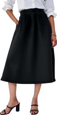 Jessica London Comfort Waist Stretch Denim Swing Skirt