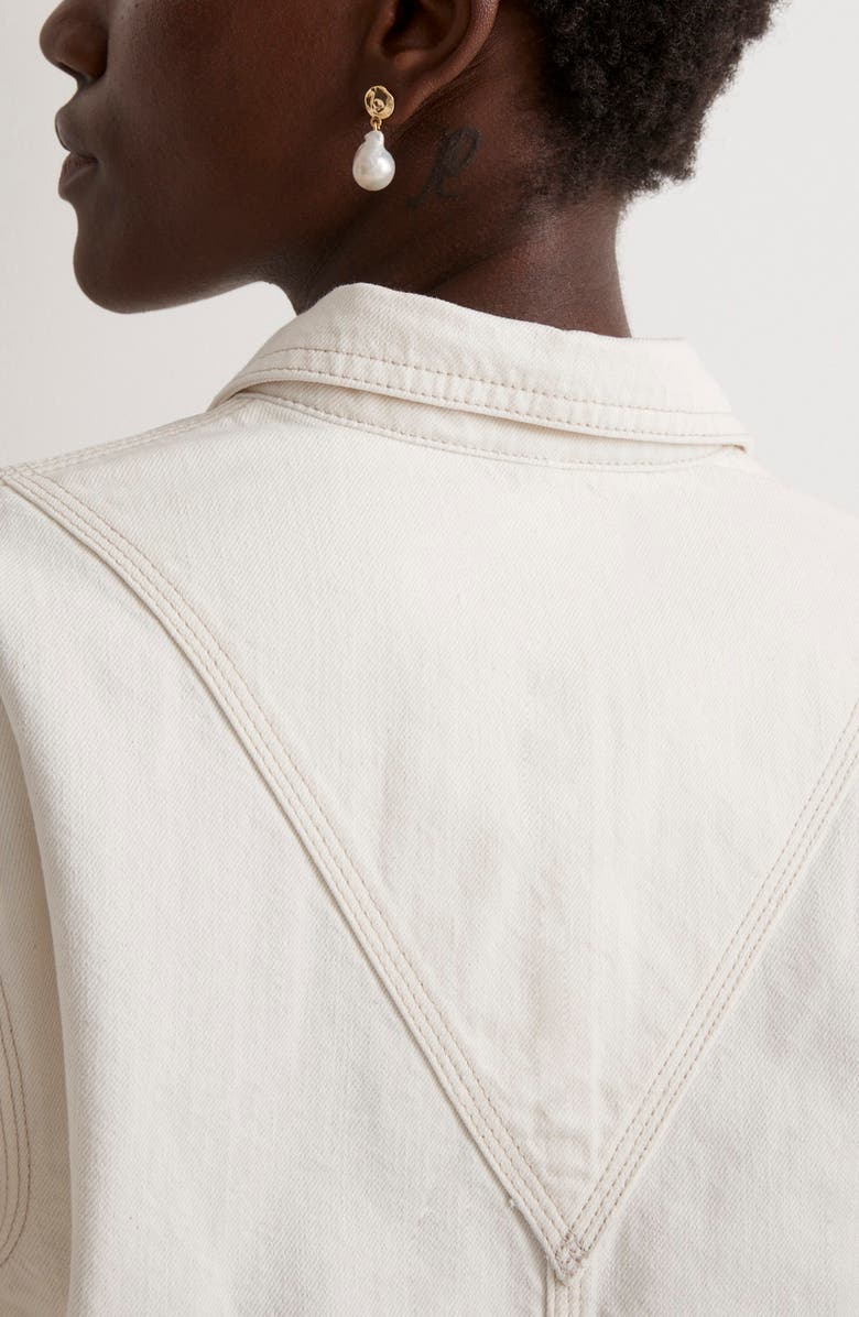 Madewell Denim Pleated Crop Button-Up Shirt, Alternate, color, 