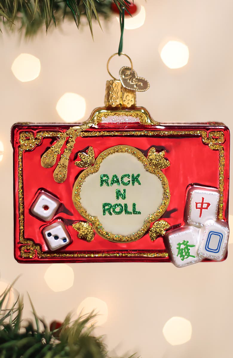 Old World Christmas Rack 'N Roll Mahjong Glass Ornament, Alternate, color, Red/Green