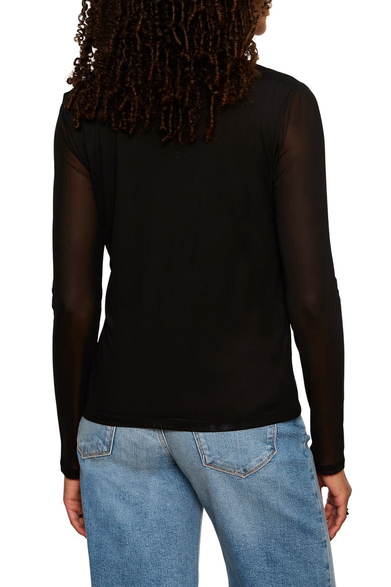 Mesh Sleeve Cardigan, Alternate, color, BLACK