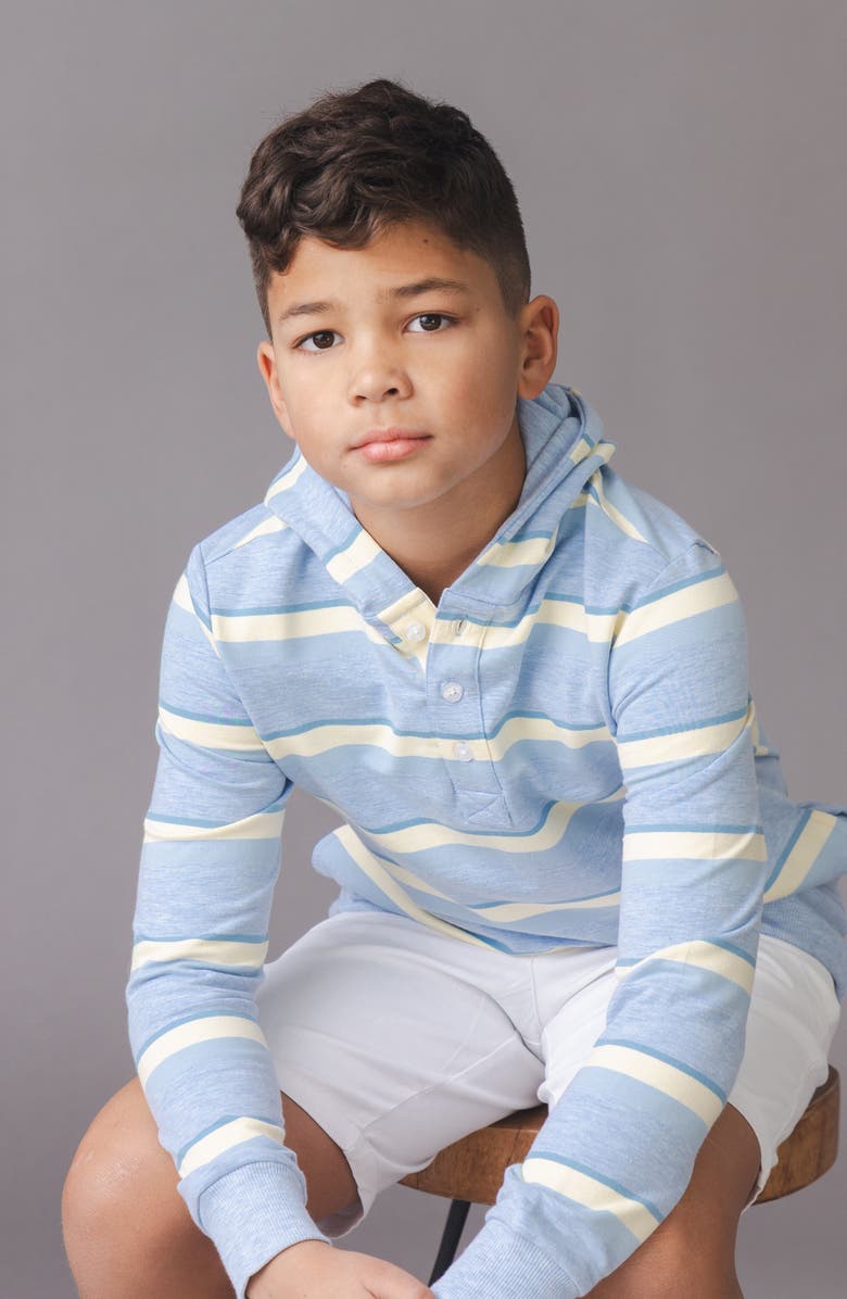 Hope & Henry Kids' Organic French Terry Henley Hoodie, Alternate, color, Sunlit Multi Stripe