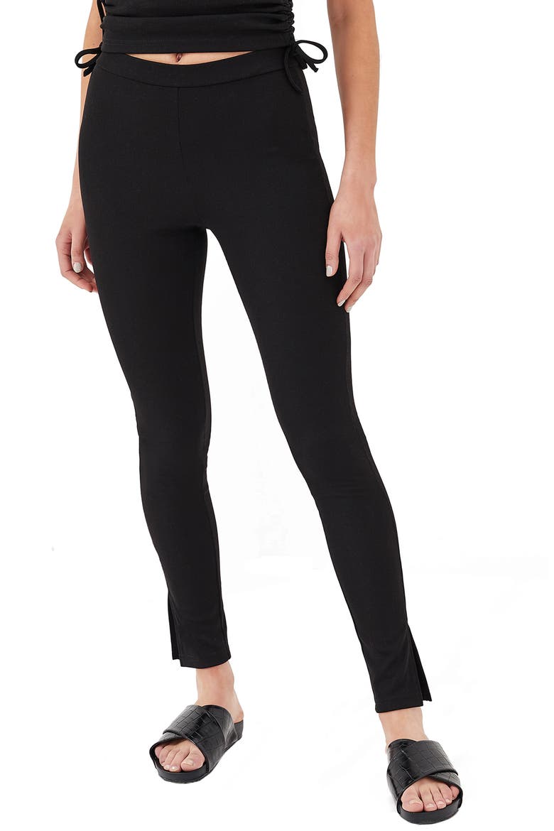 Annoushka Side Slit Leggings, Main, color, BLACK RIB JERSEY