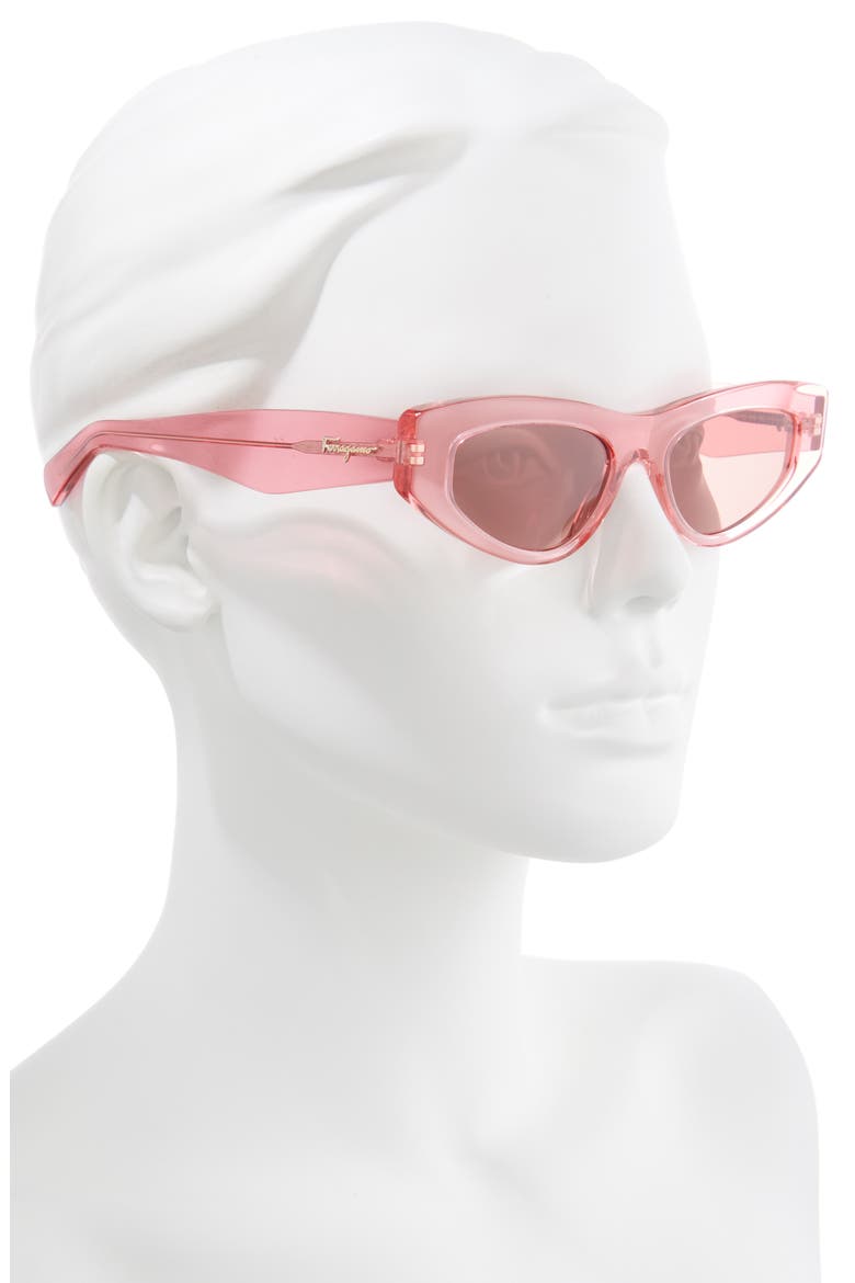 53mm Cat Eye Sunglasses, Alternate, color, CRYSTAL PINK/ BLUE
