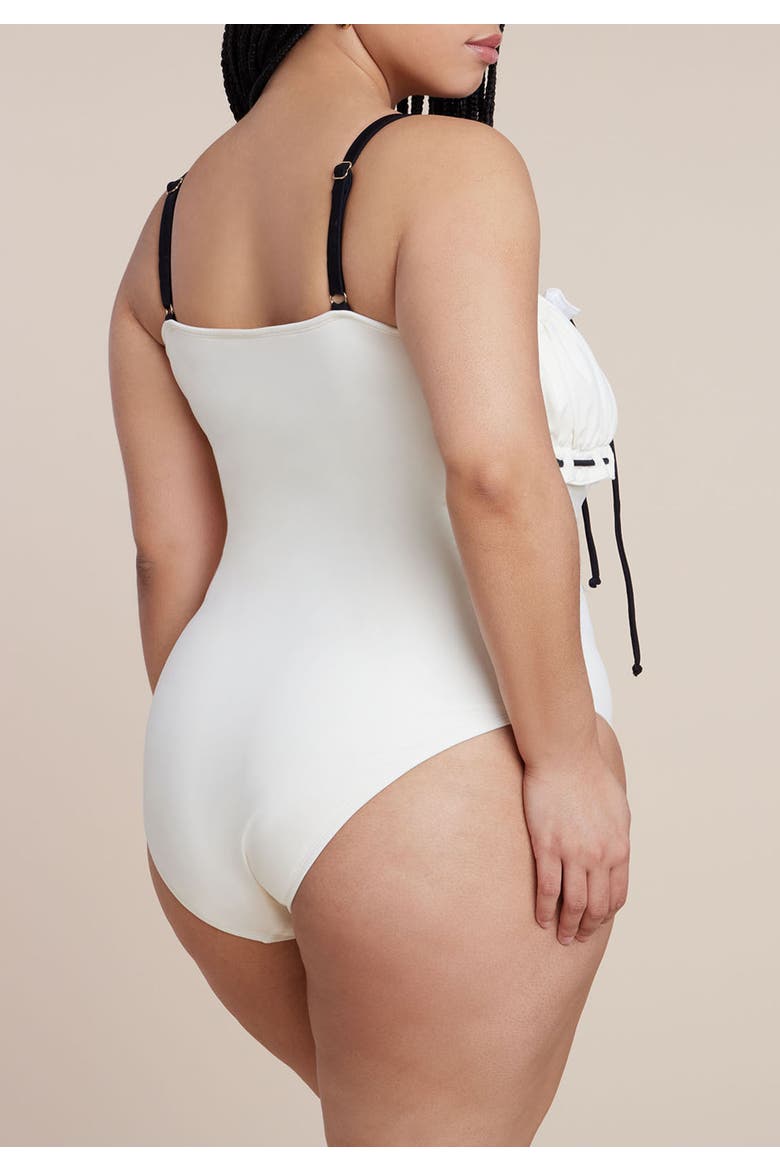 Ruched Bandeau One Piece, Alternate, color, COCONUT MILK