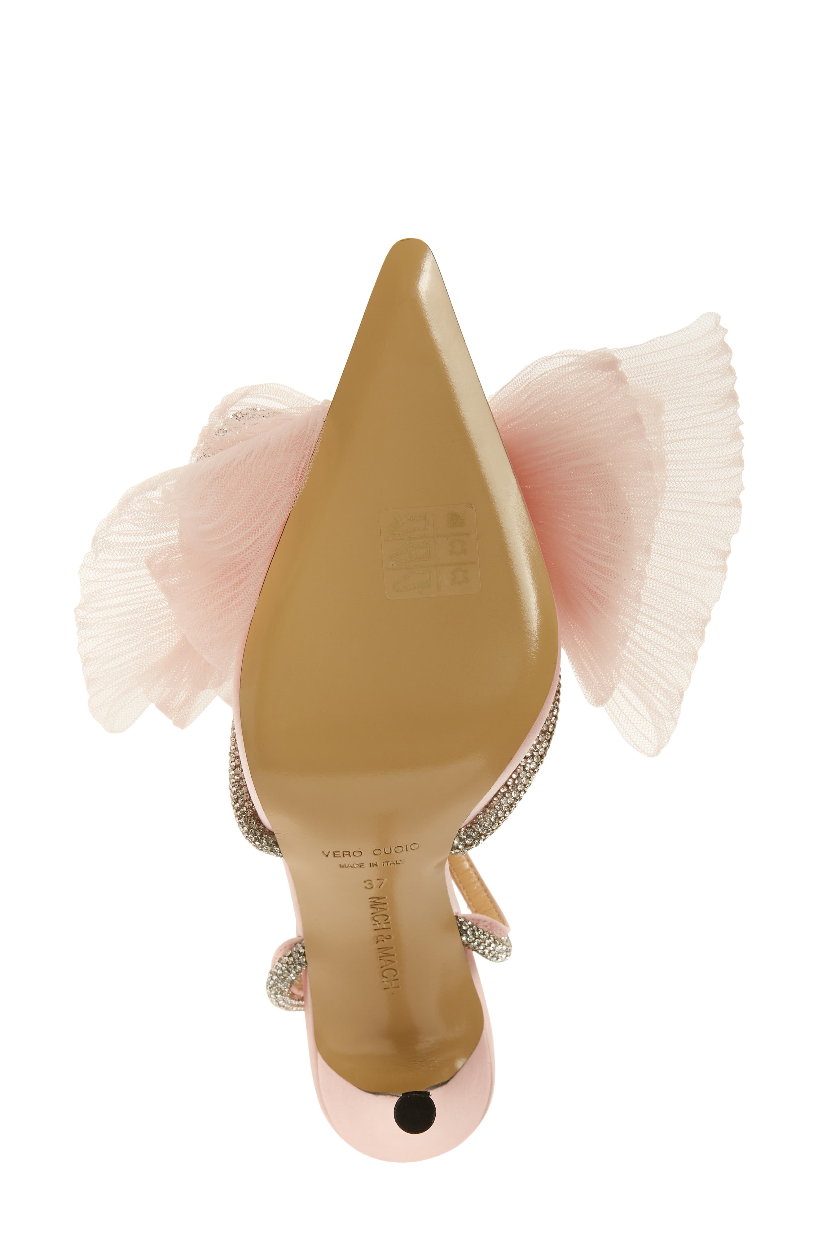 Double Crystal & Tulle Bow Satin Pump, Alternate, color, POWDER PINK