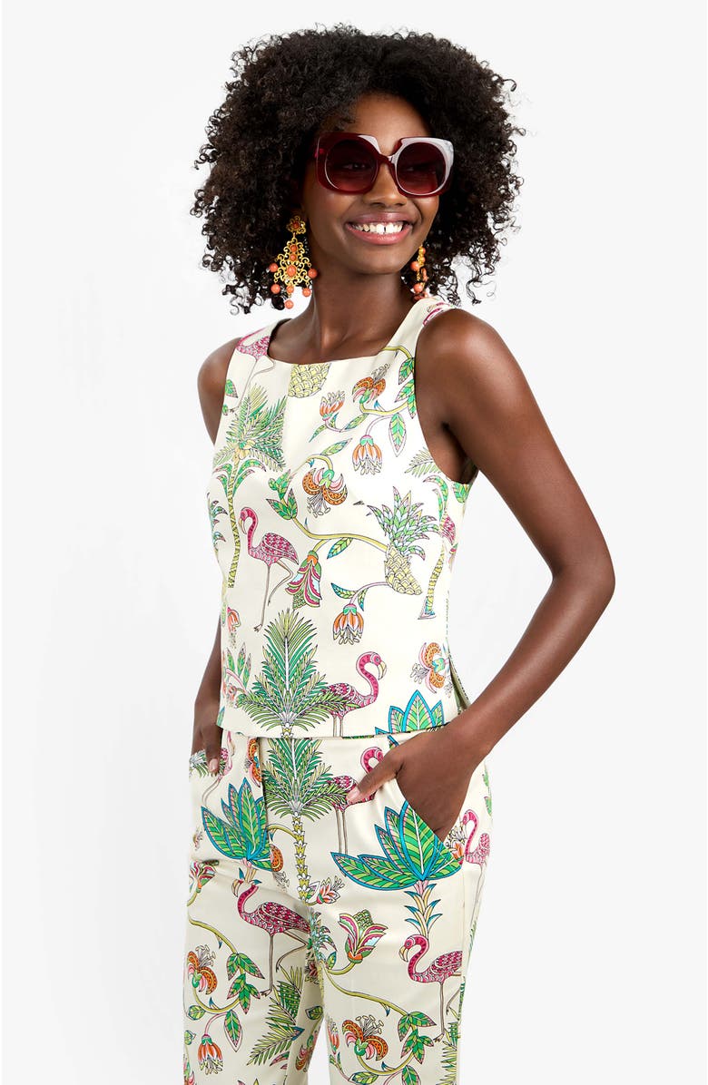 Trina Turk Venya Flamingo Fizz Voile Structured Woven Top, Alternate, color, Flamingo Fizz Voile