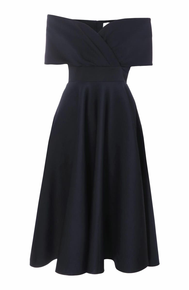 QUIZ Bardot Skater Midi Dress, Alternate, color, 