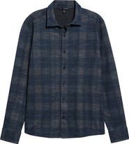 Robert Barakett Meteor Plaid Knit Button-Up Shirt