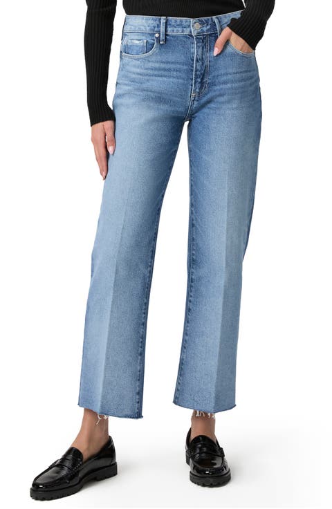 Leenah Raw Hem High Waist Ankle Wide Leg Jeans (Walk of Fame)
