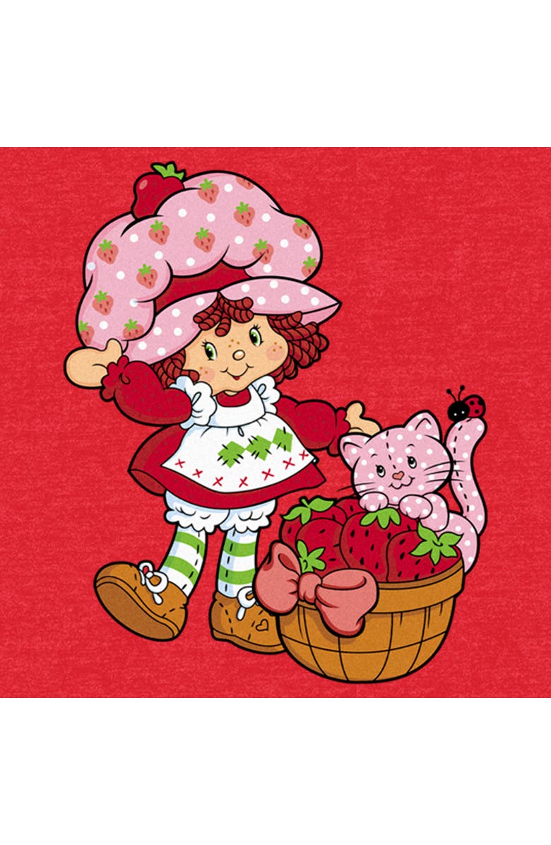 Strawberry Shortcake Men's Strawberry Shortcake Custard in The Berry Basket Graphic T-Shirt, Alternate, color, Red Heather