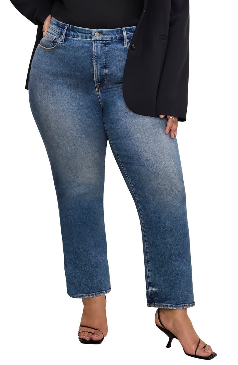 Good American Good Boy High Waist Ankle Straight Leg Jeans, Alternate, color, Indigo871