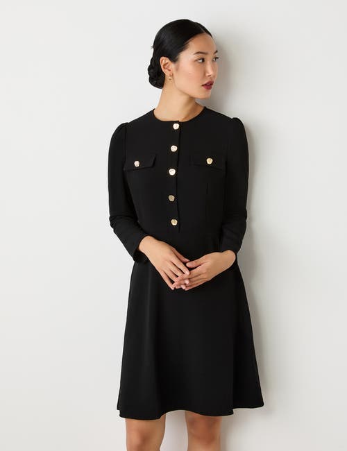Finery London Evie Long Sleeve Crepe Short Dress In Black