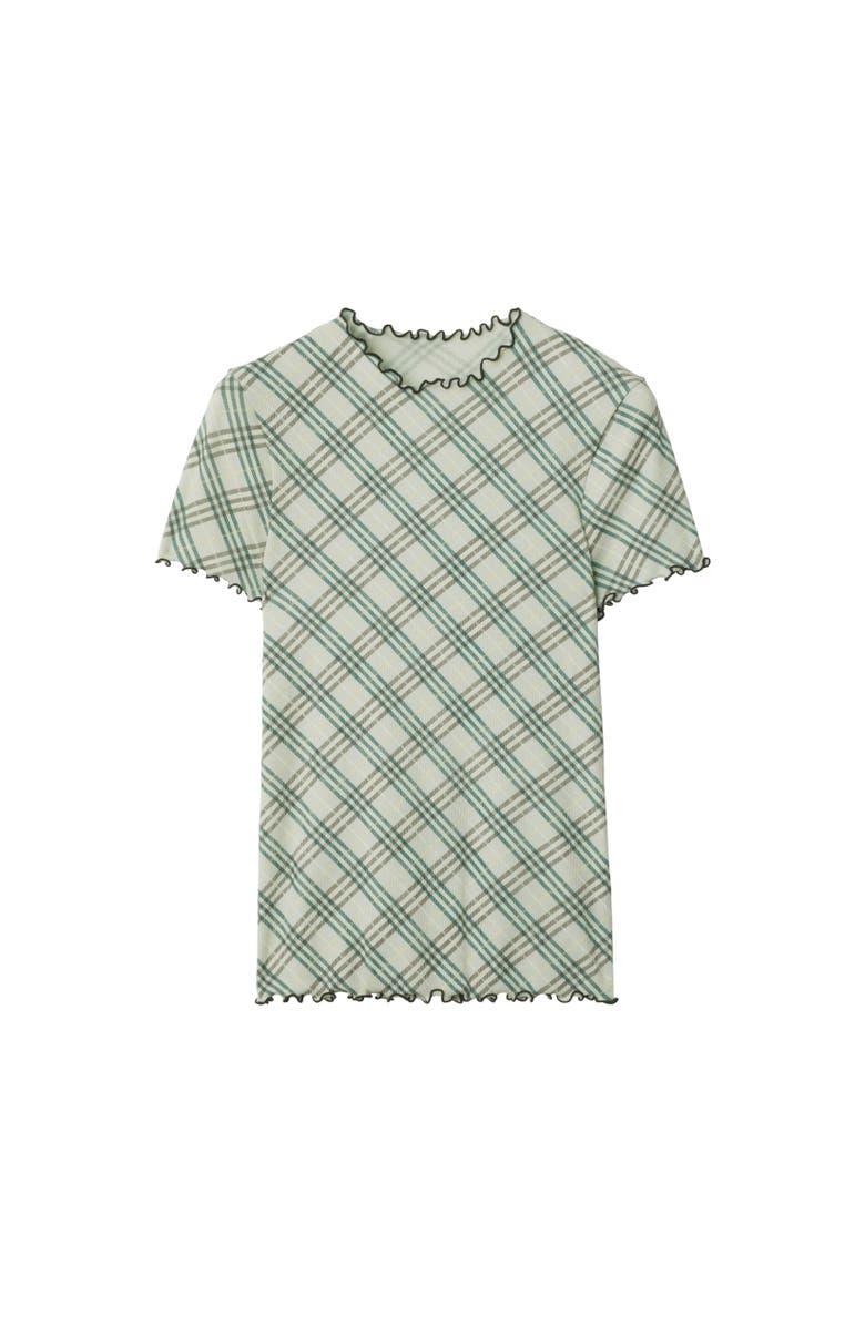Burberry Check Stretch Cotton T-shirt, Alternate, color, Breeze