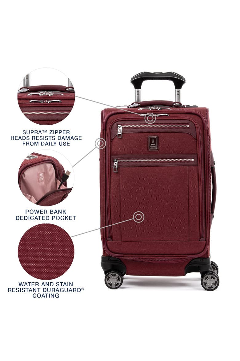 Platinum Elite Softside Expandable 21" Carry On Spinner Luggage, Alternate, color, Bordeaux Red