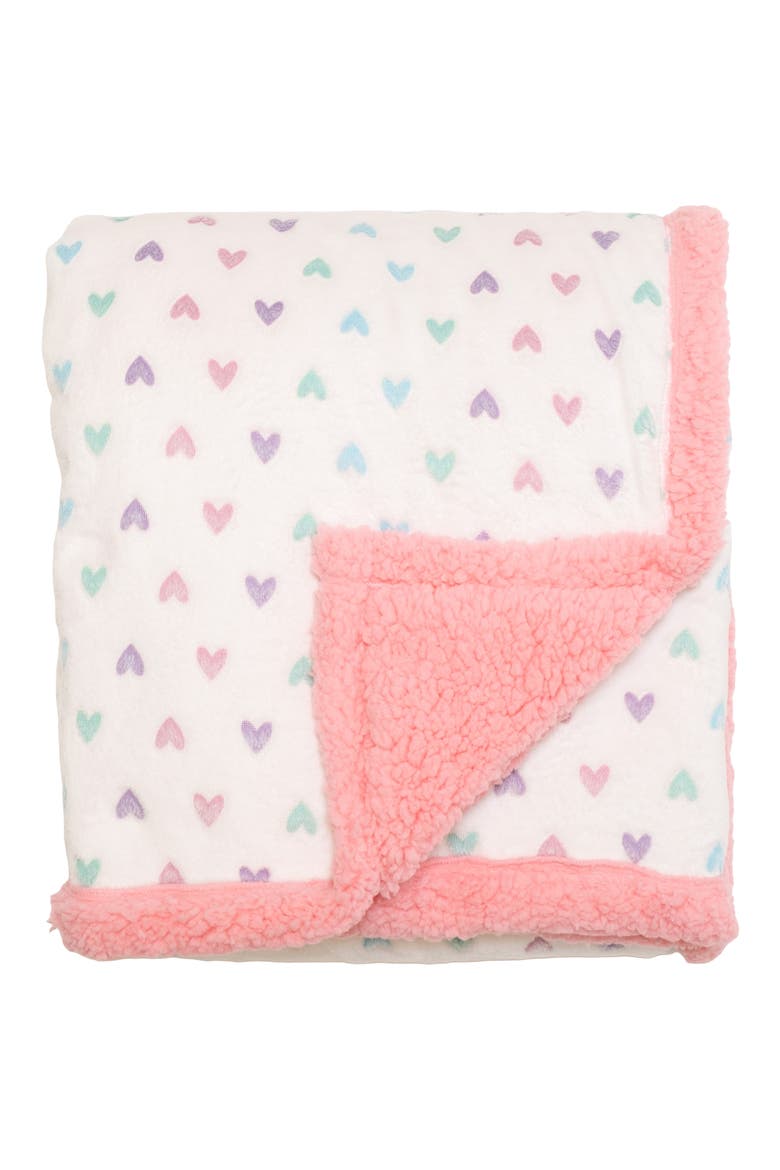 Glow in the Dark Print Reversible Fleece Baby Blanket, Alternate, color, COSMOS PINK