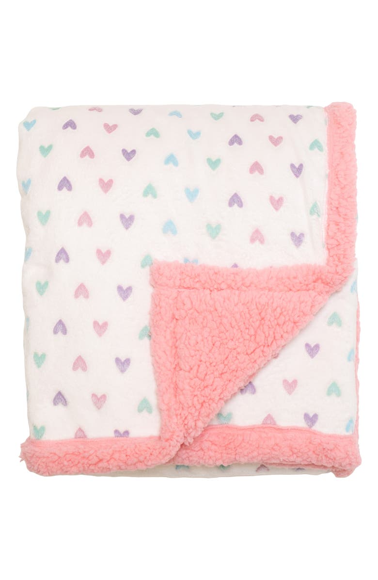 mimish Glow in the Dark Print Reversible Fleece Baby Blanket, Alternate, color, Cosmos Pink