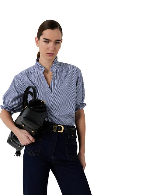 Clee Striped Puff Sleeve Blouse