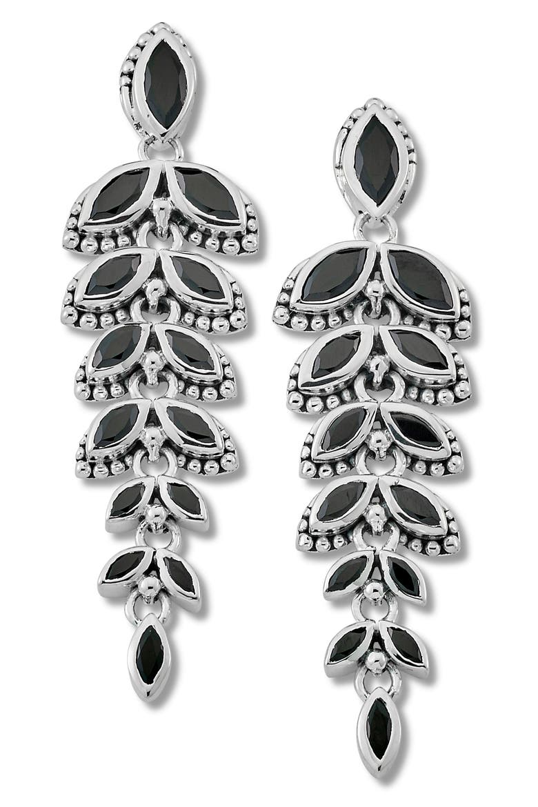 Sterling Silver Spinel Drop Earrings, Main, color, BLACK