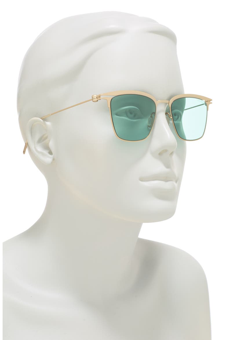 51mm Square Sunglasses, Alternate, color, GOLD GOLD GREEN/ GRN