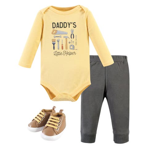 Three-Piece Long-Sleeve Bodysuit Outfit with Pants and Footwear