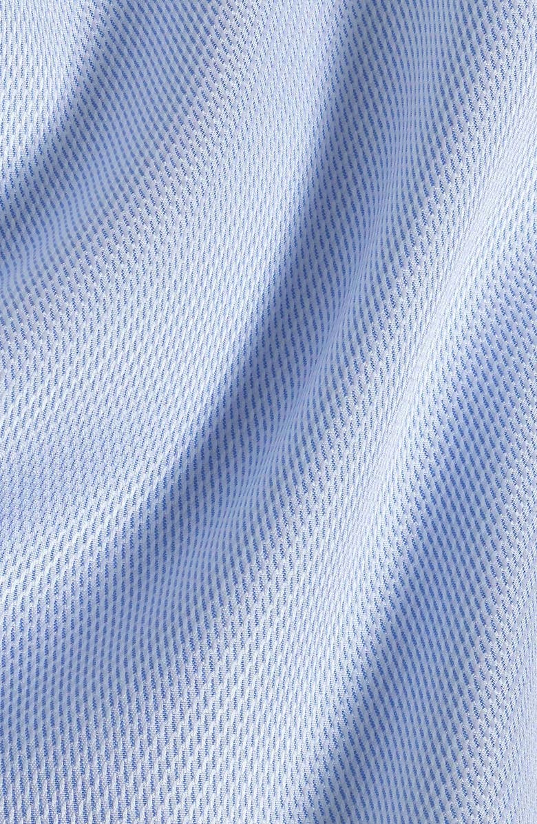 David Donahue Trim Fit Micro Dobby Cotton Dress Shirt, Alternate, color, White/ Sky