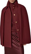 Donna Karan New York Button Front Wool Blend Cape Coat