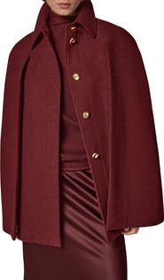 Donna Karan New York Button Front Wool Blend Cape Coat