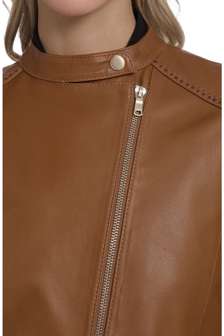 Band Collar Racer Jacket, Alternate, color, HAZELNUT
