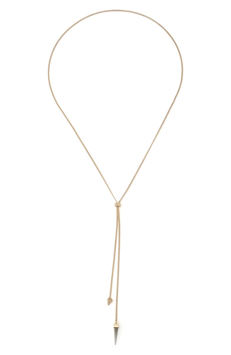 AllSaints Spike Lariat Necklace, Main, color, Shiny Gold