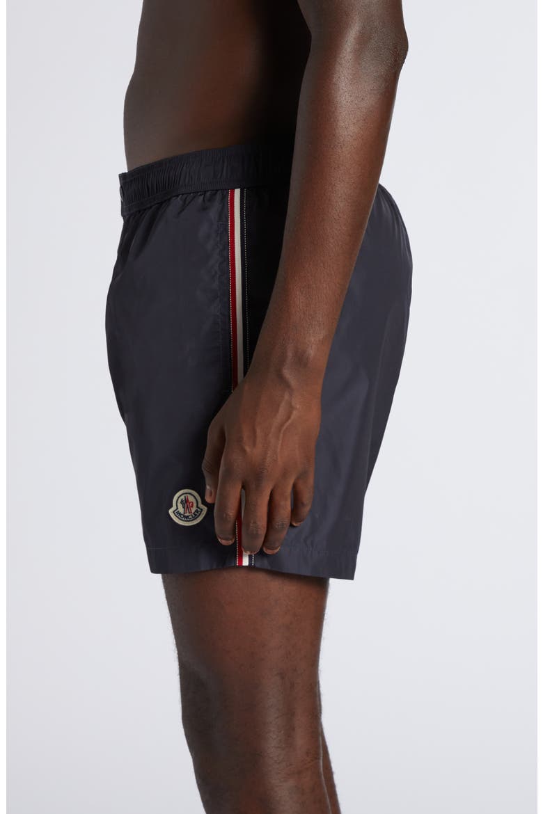 Logo Patch Swim Trunks, Alternate, color, BLACK