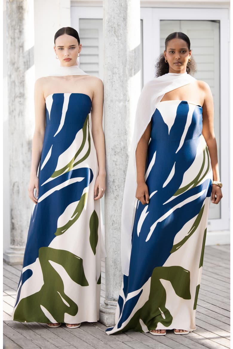 Strapless Shawl Dress Lilo in Fsc Viscose, Alternate, color, Lilo Navy