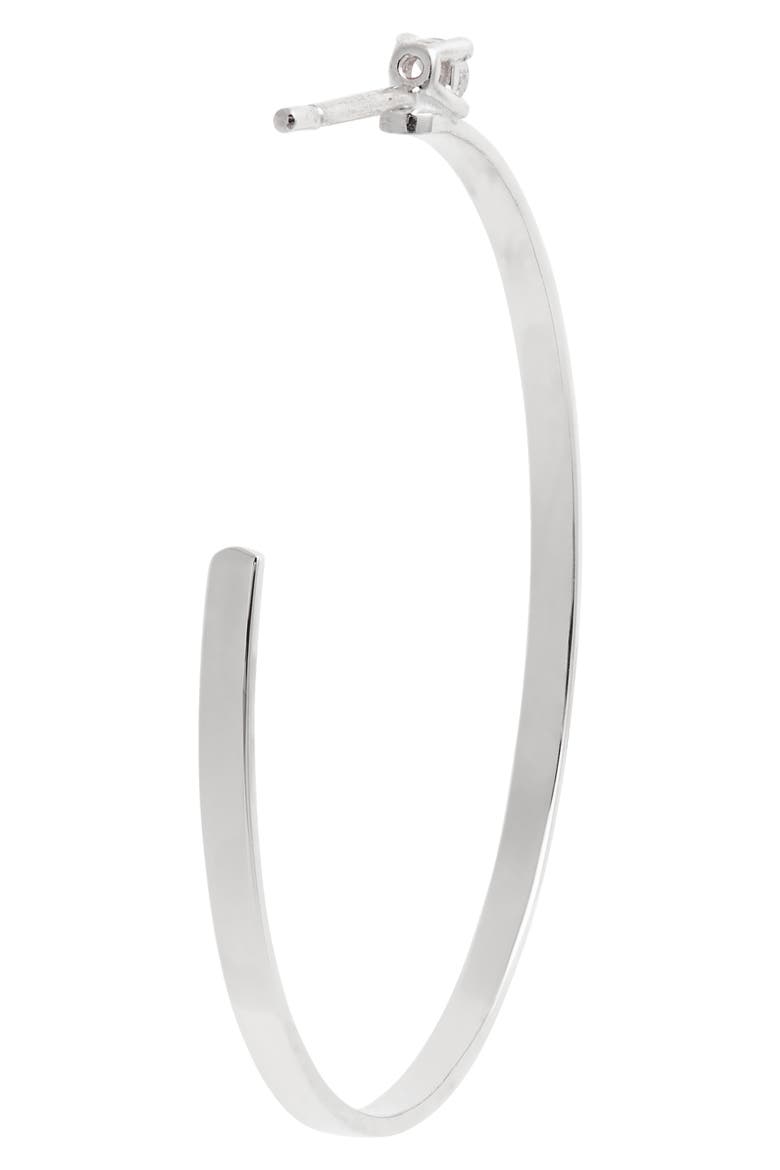 Sunrise 14K Gold Diamond Hoop Earrings, Alternate, color, WHITE GOLD/ DIAMOND