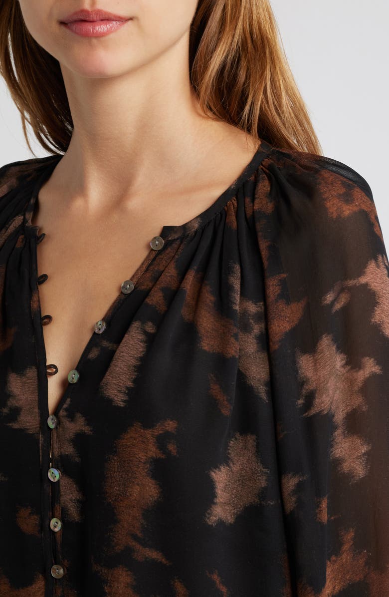 Rails Indi Printed Balloon Sleeve Top, Alternate, color, Diffused Sandstone