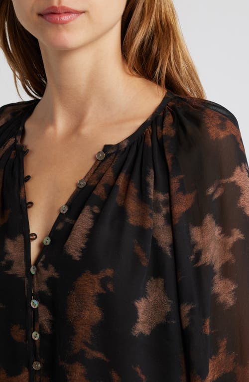Rails Indi Printed Balloon Sleeve Top In Diffused Sandstone