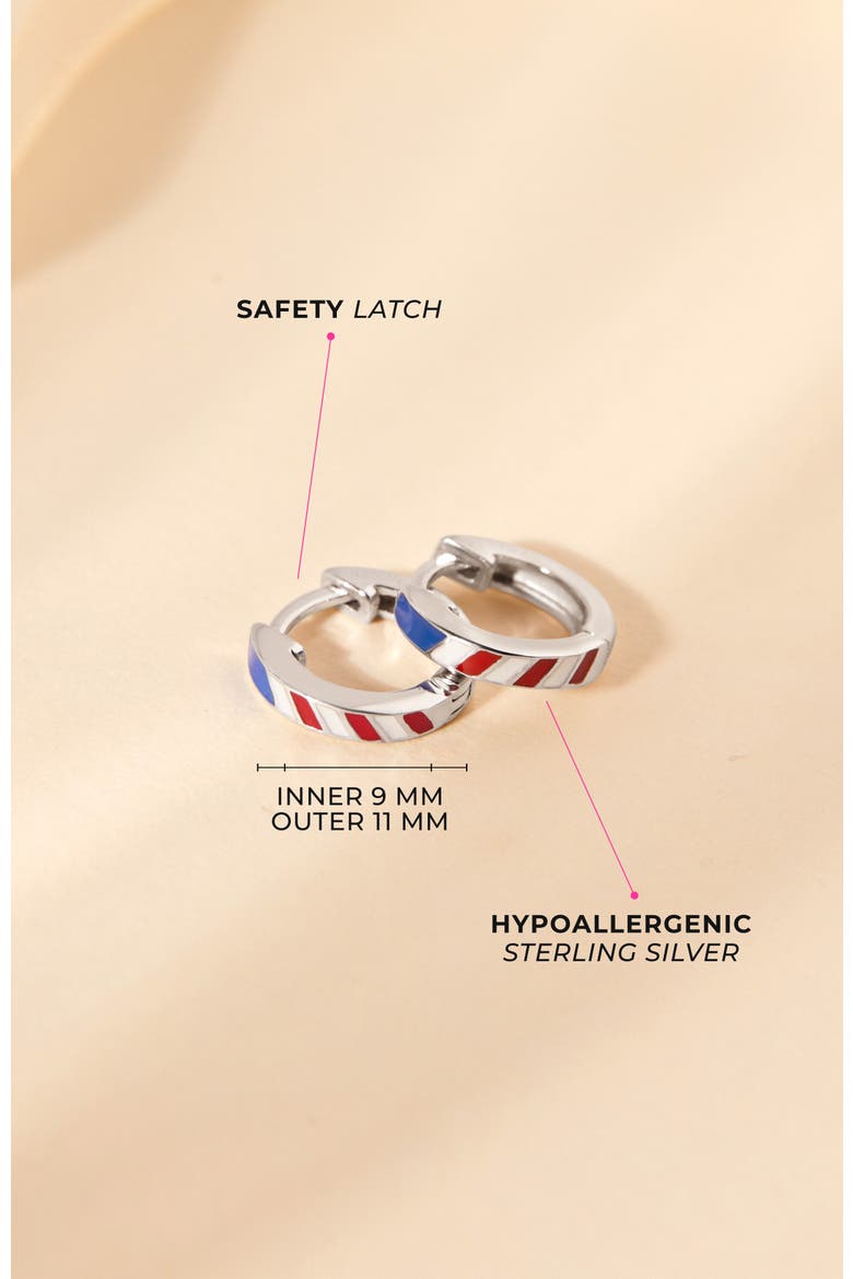 Patriotic Flag Hoop Earrings, Alternate, color, Silver