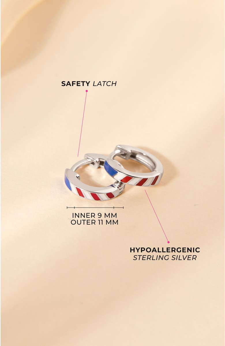 In Season Jewelry Patriotic Flag Hoop Earrings, Alternate, color, Silver