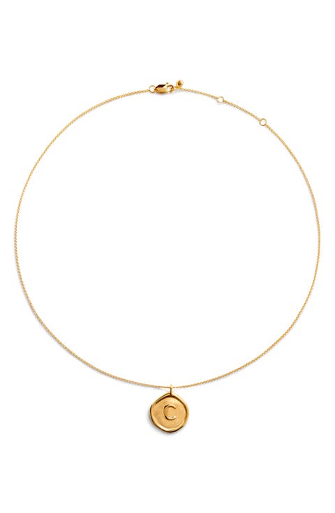 Initial Stamp Pendant Necklace