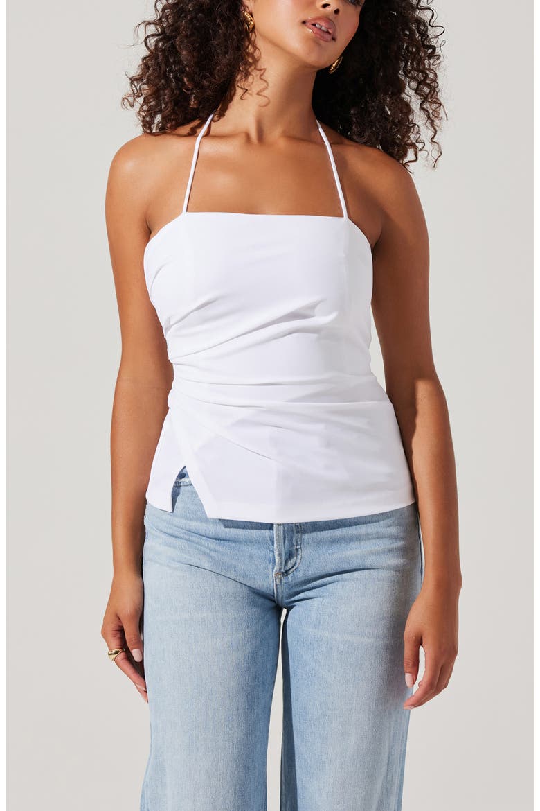 Mel Side Ruched Halter Top, Alternate, color, WHITE