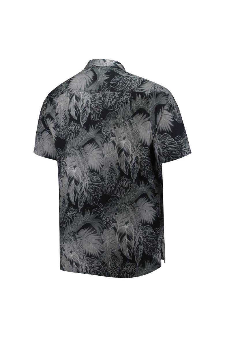 Men's Tommy Bahama Black Jacksonville Jaguars Big & Tall Bahama Coast Luminescent Fronds Camp IslandZone Button-Up Shirt, Alternate, color, Black