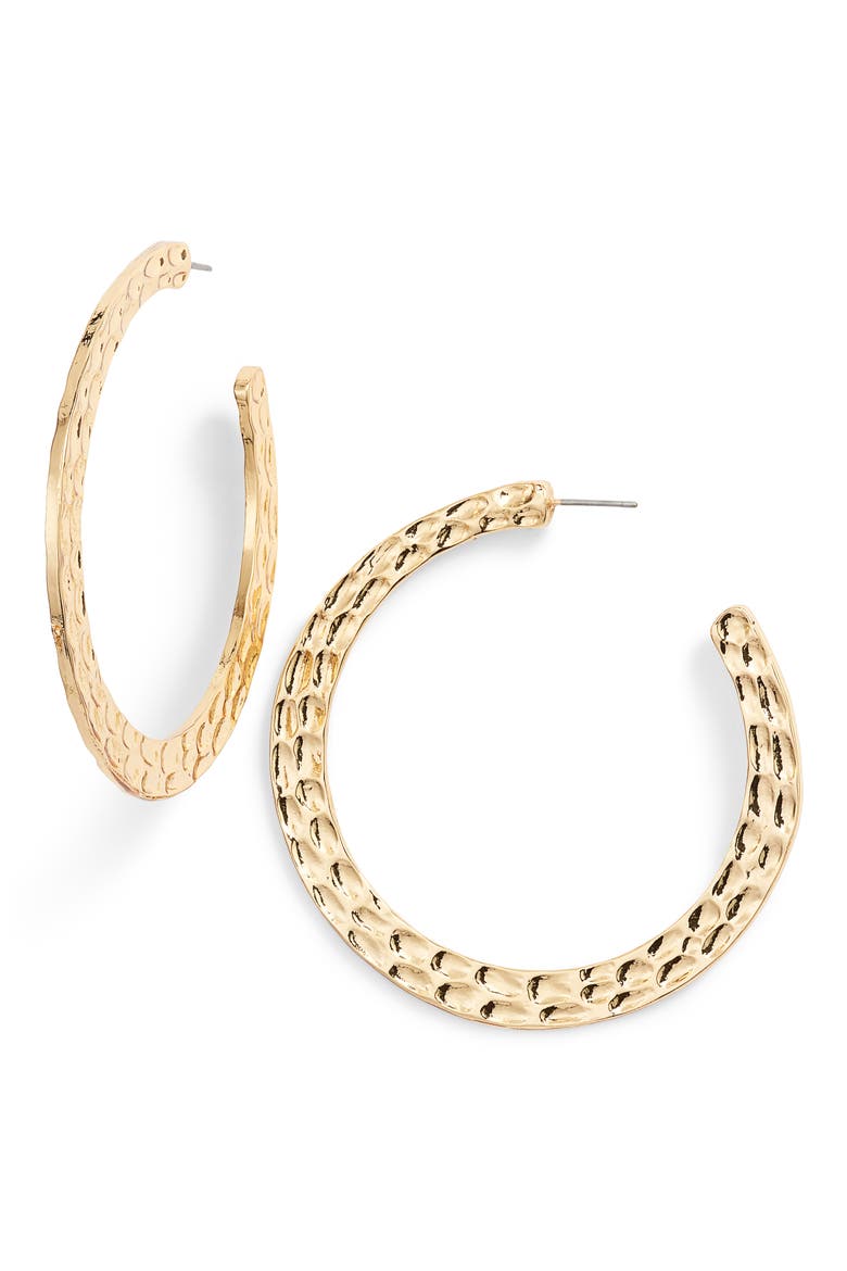 Hammered Hoop Earrings, Main, color, GOLD