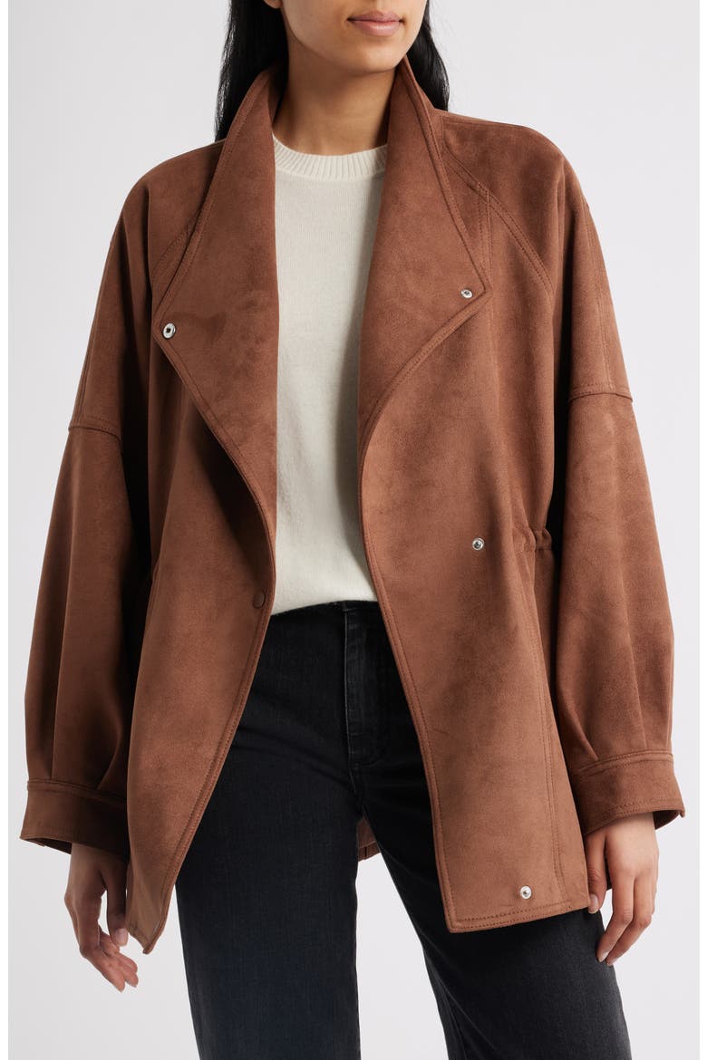 Faux Suede Jacket, Alternate, color, RICH COGNAC