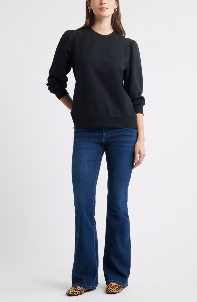 Caslon<sup>®</sup> Puff Shoulder Sweatshirt, Alternate, color, Black