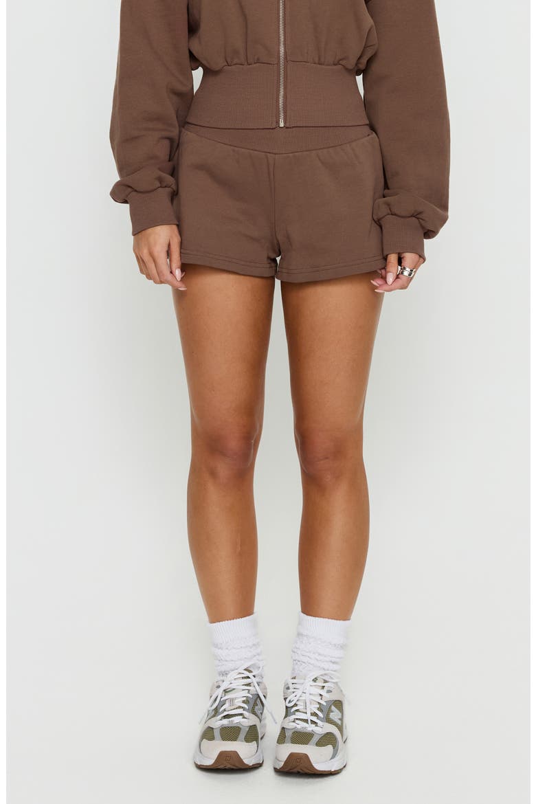 Daybreak Rib Waist Shorts, Main, color, COCOA