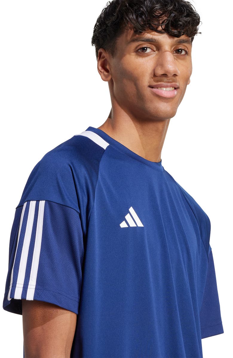 adidas Sereno AEROREADY 3-Stripes T-Shirt, Alternate, color, Dark Blue/ White